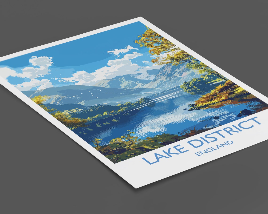 Lake District England Autumn Lakeside Mountains Travel Poster - Image 2