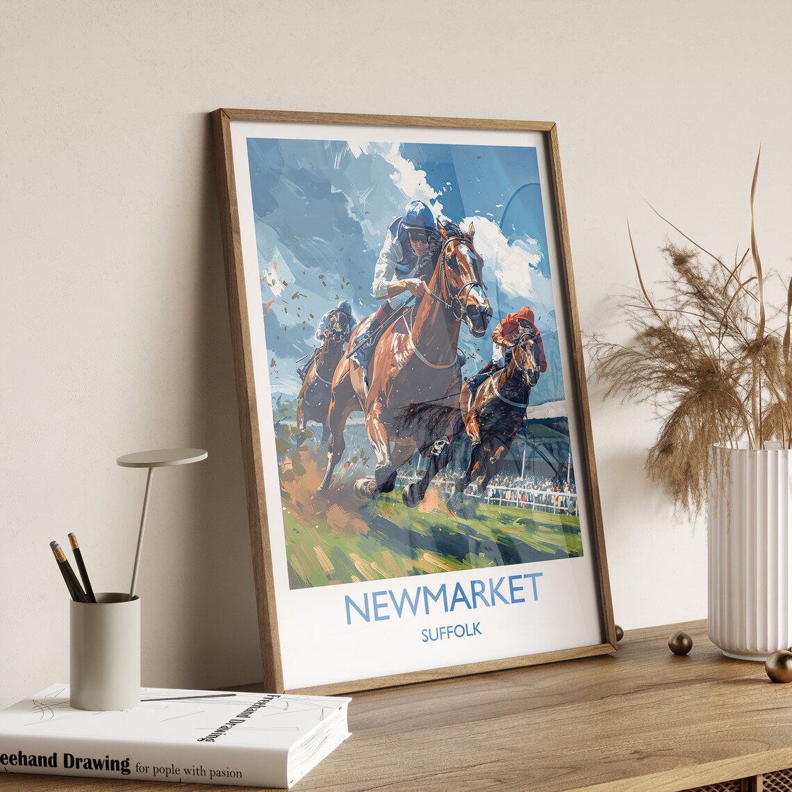 Newmarket Travel Poster, Suffolk England Art Print - Image 2