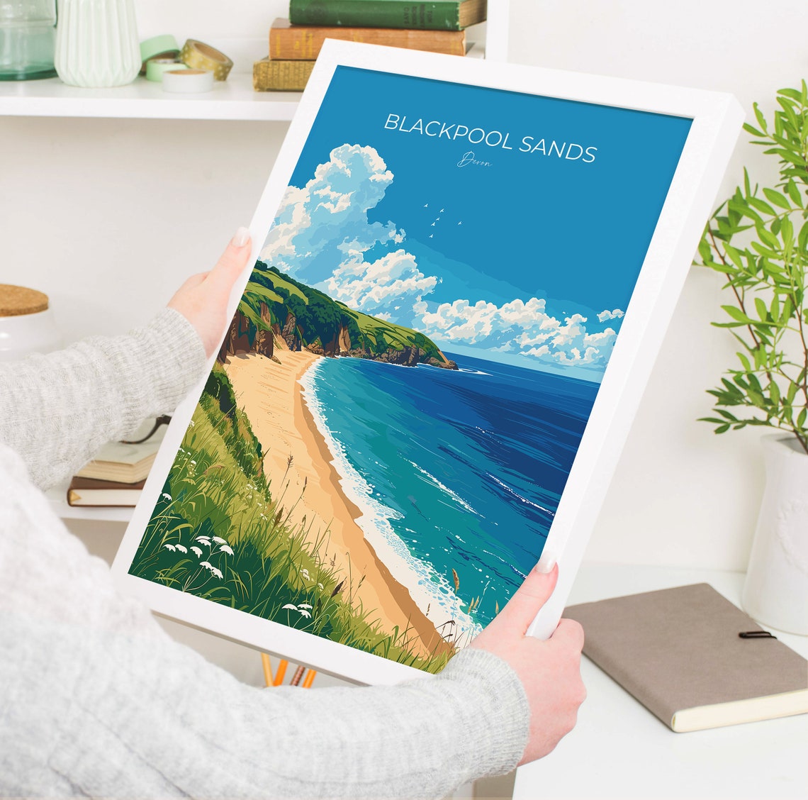 Blackpool Sands Devon Sunny Cove Cliffs Sparkling Sea Poster - Image 5
