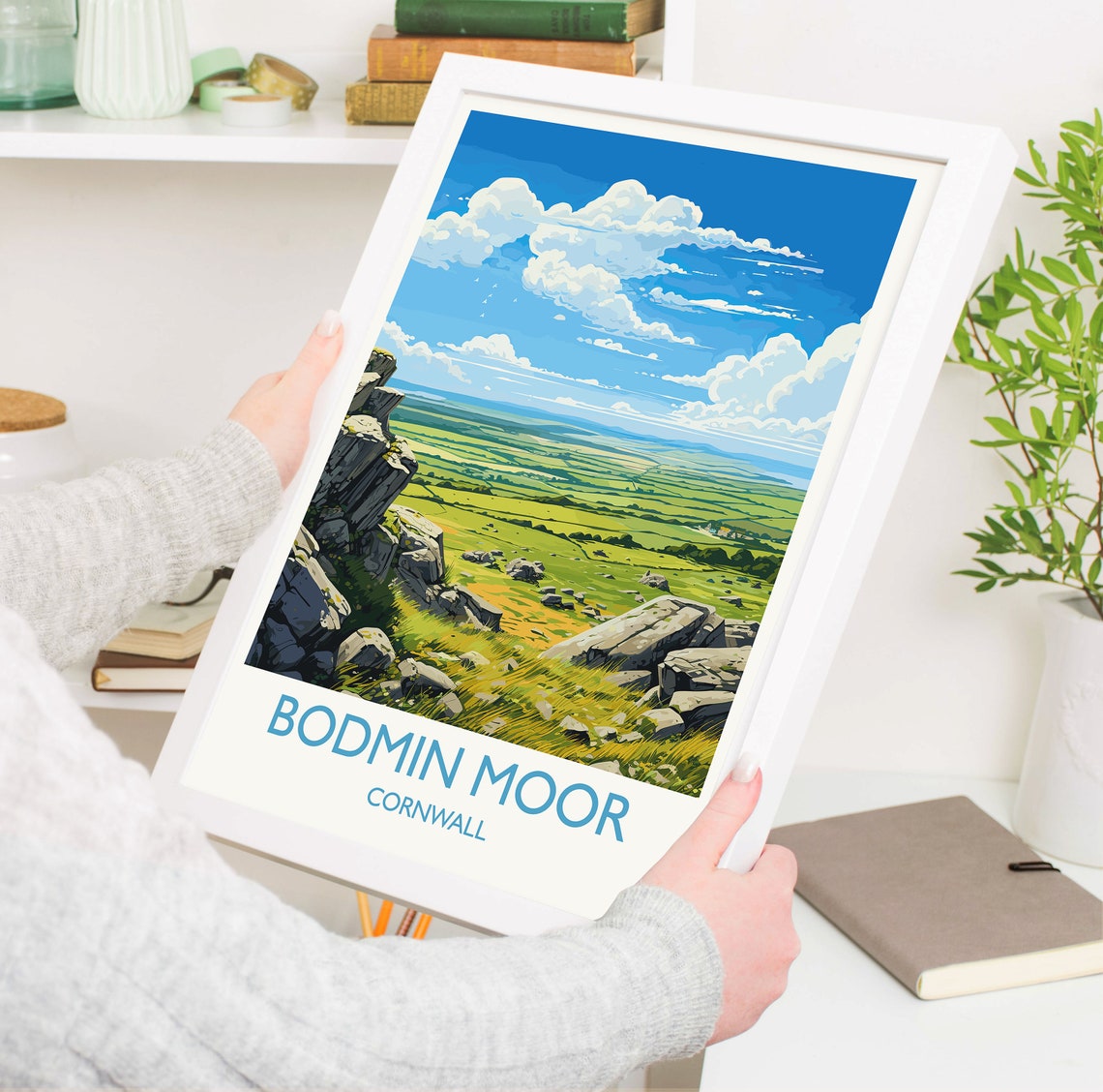 Bodmin Moor Cornwall Rocky Cliffs Green Valley Panoramic Travel Poster - Image 5