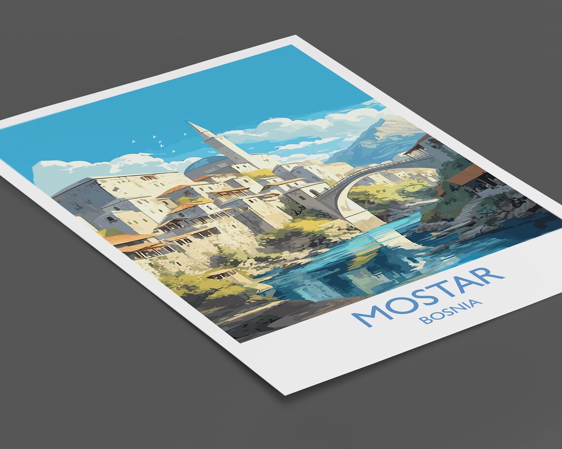 Mostar Travel Poster, Bosnia Place Print - Image 2