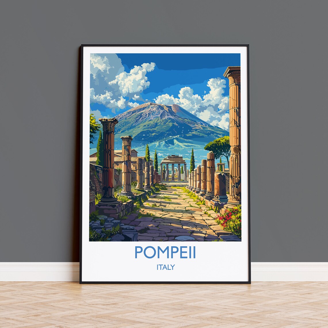 Pompeii Vintage Travel Poster, Italy Art Print