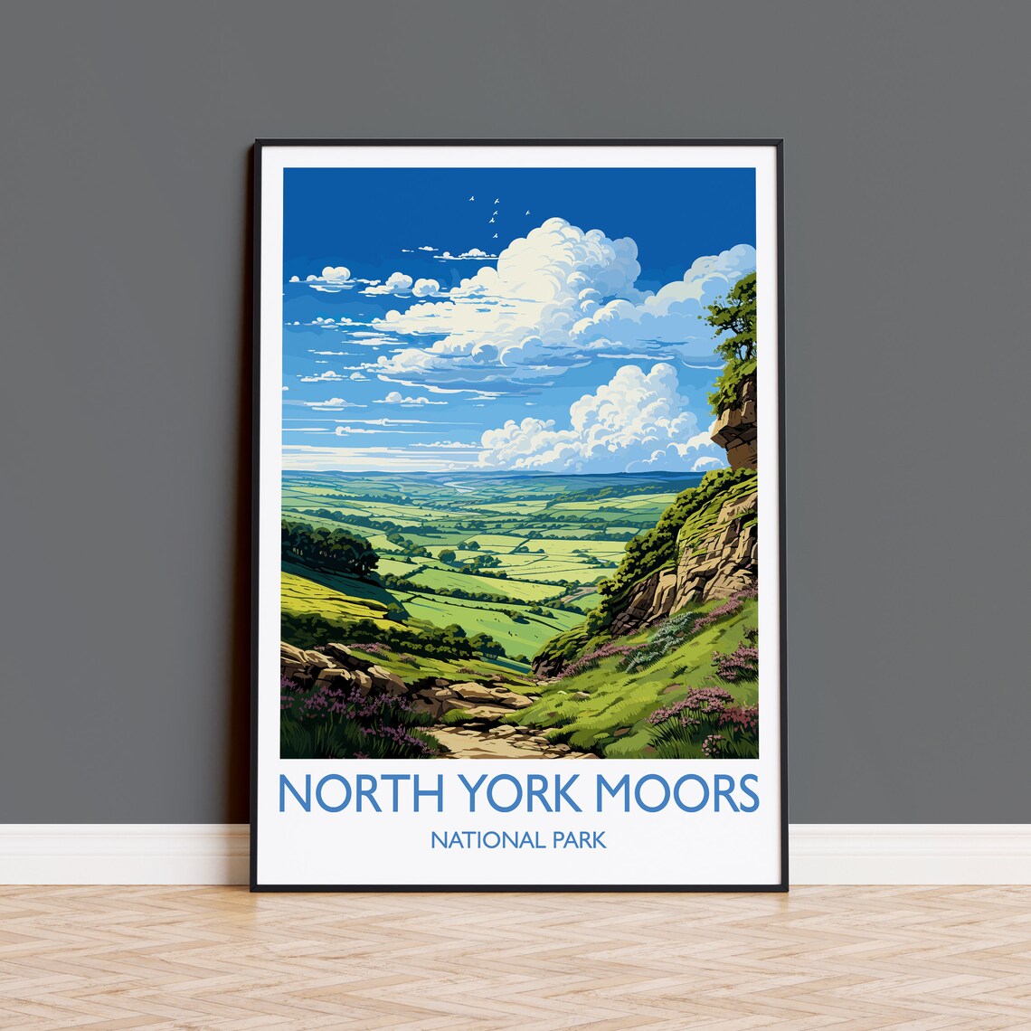 North York Moors Travel Poster, England Landscape