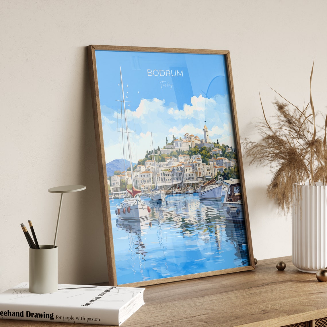 Bodrum Turkey Marina Sailboat Bay Aegean Coast Travel Poster - Image 2