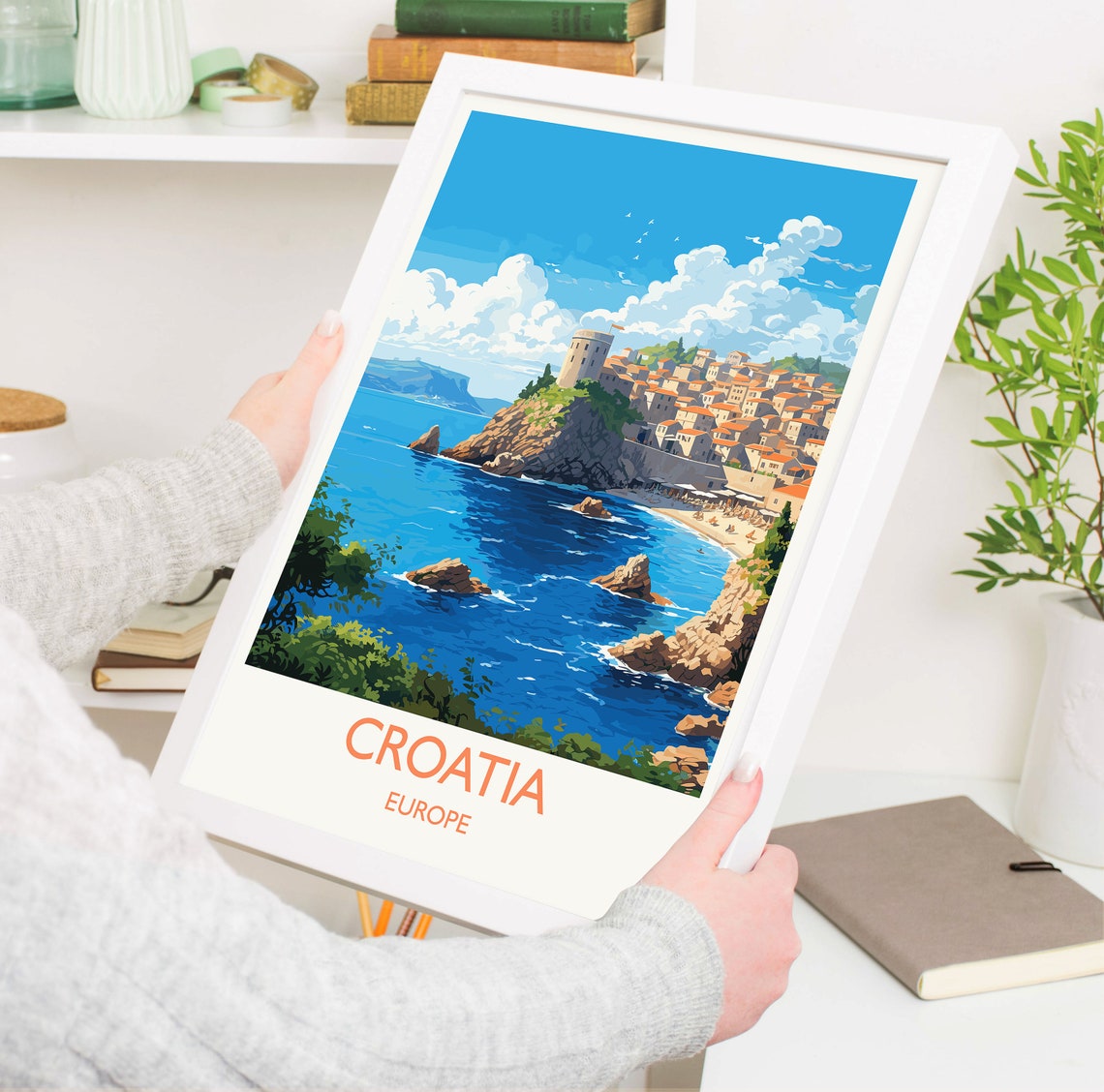 Croatia Walled Coastal Old City Europe Adriatic Sea View Poster - Image 5