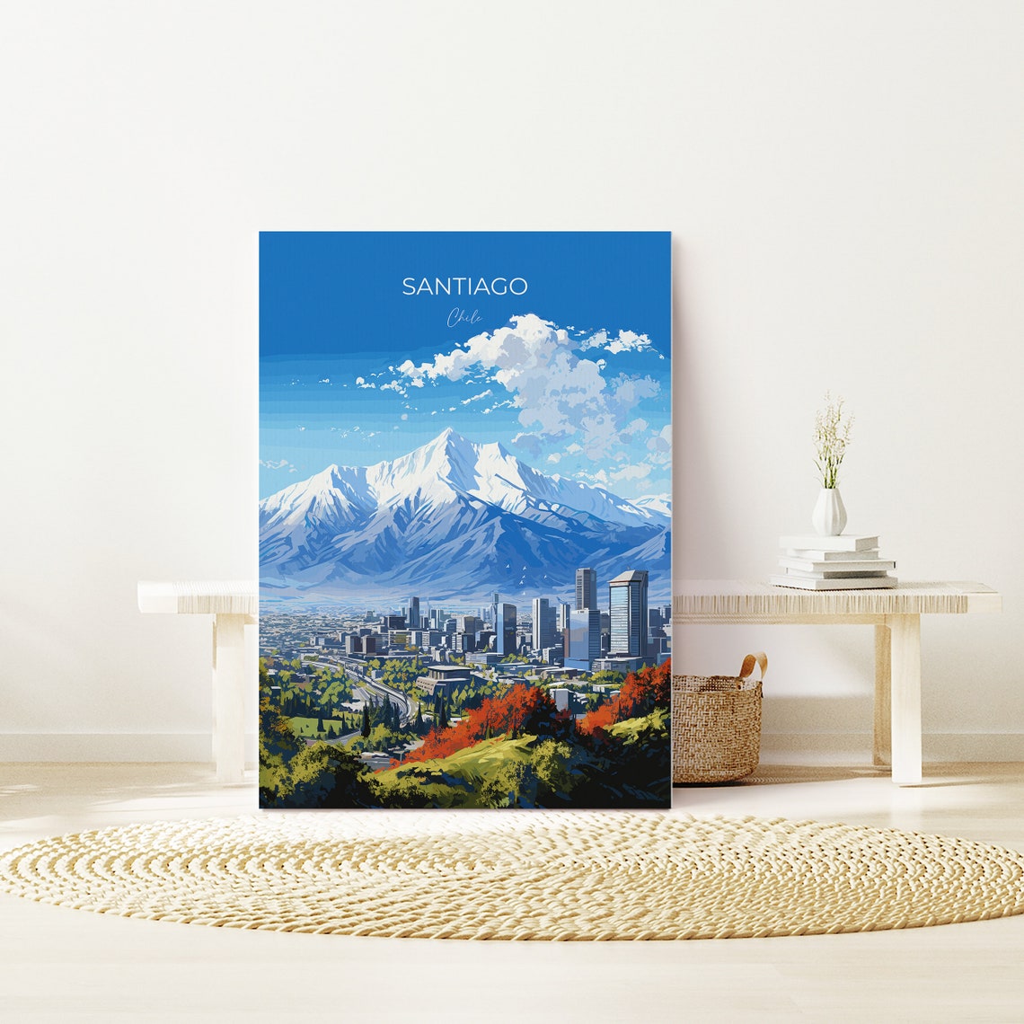 Santiago Chile Andes Mountains Cityscape Panorama Travel Poster - Image 3