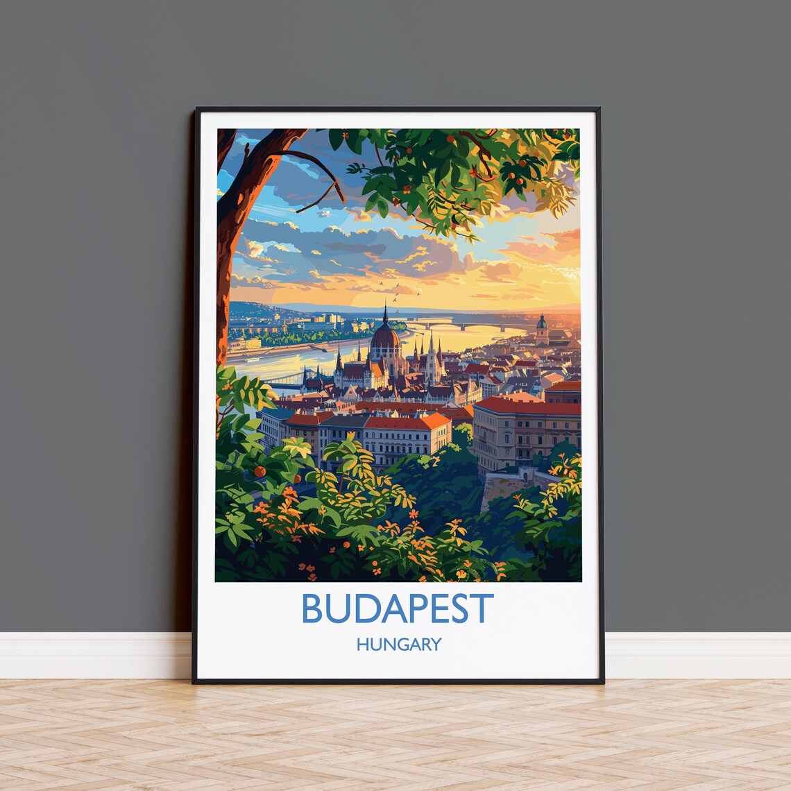 Budapest Travel Poster, Hungary Art Lovers Gift