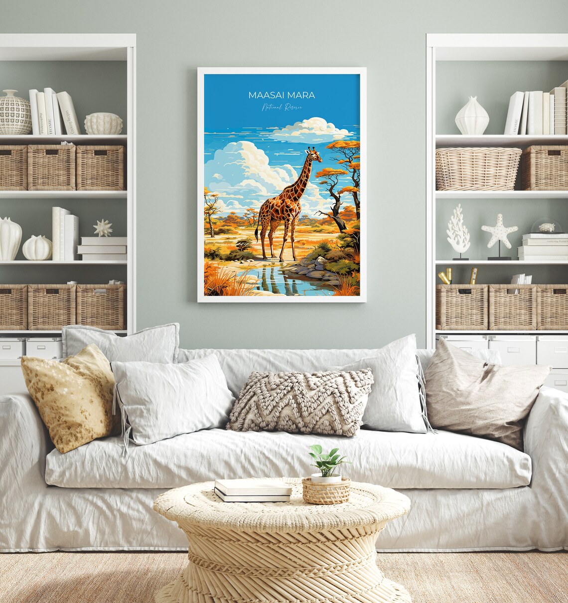 Maasai Mara National Reserve Giraffe by the Water Safari Poster - Image 4