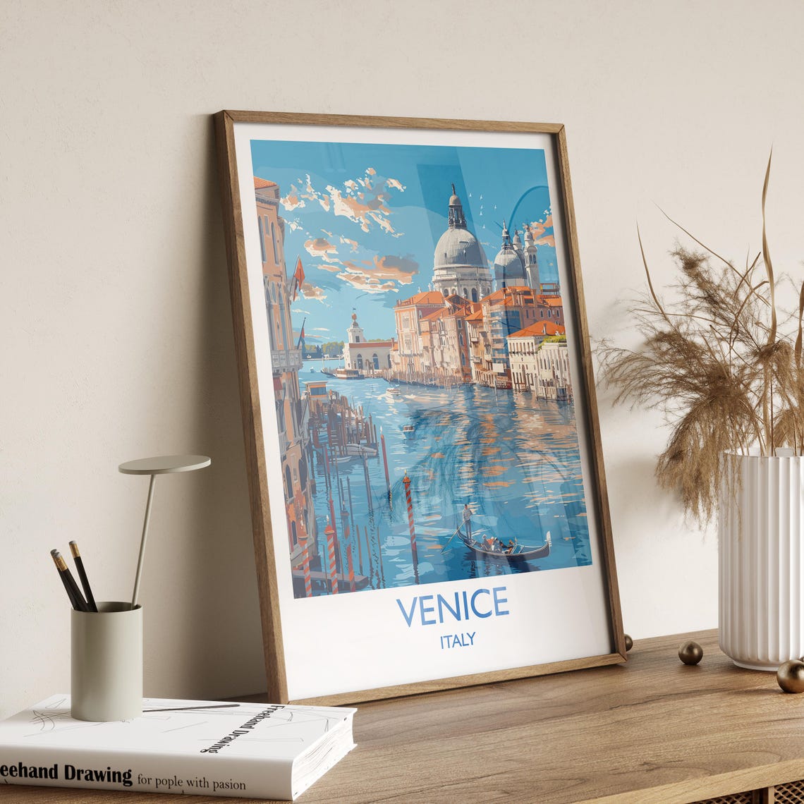 Venice Grand Canal Salute Basilica With Bottom Caption Poster - Image 2