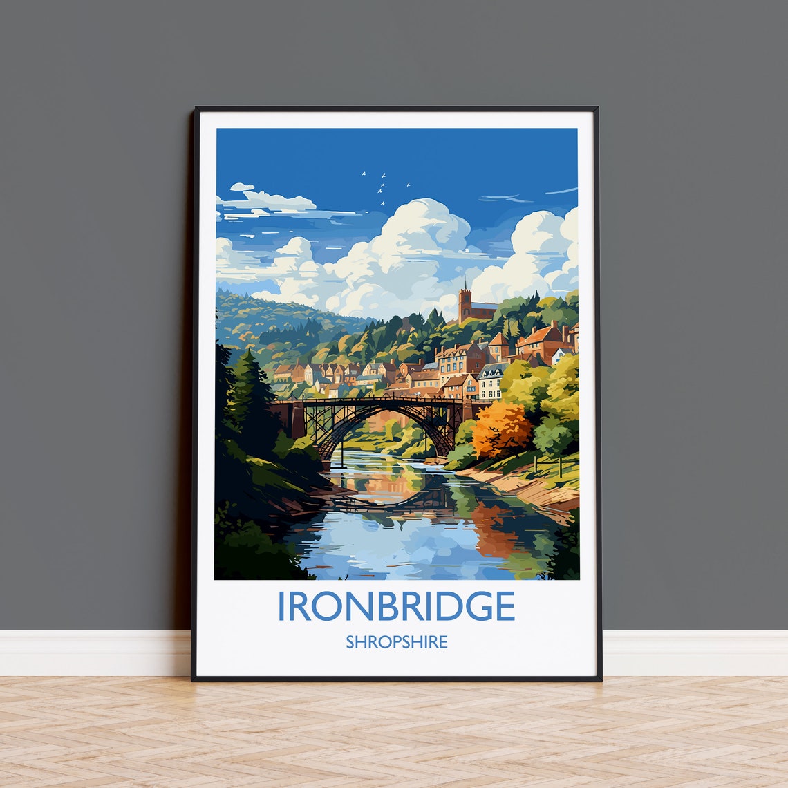 Ironbridge Shropshire Iron Bridge River Gorge Vintage Poster