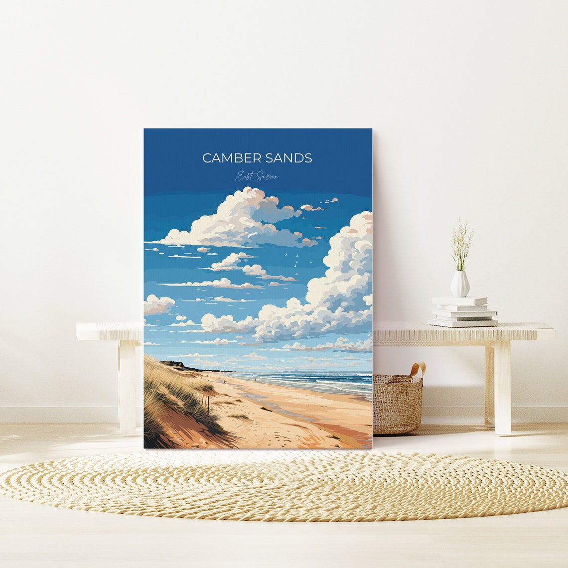 Camber Sands Travel Print Wall Art Camber Sands Travel Poster East Sussex English Coastal Art Camber Sands Gift Wall Art Print - Image 3