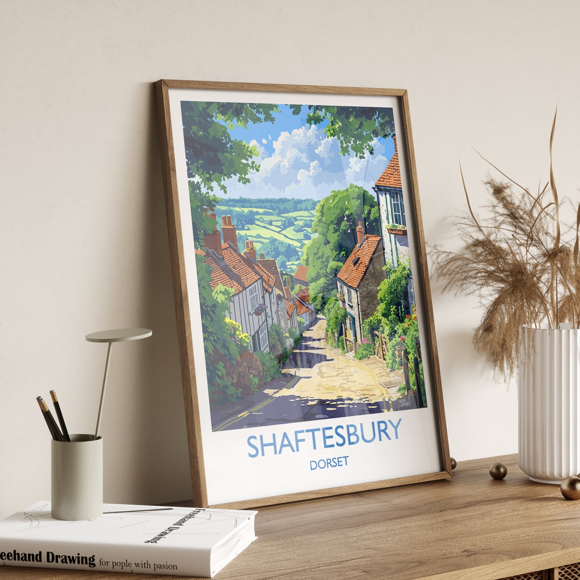 Shaftesbury Travel Poster Wall Art Travel Print Of Shaftesbury England Dorset Coast Art Lovers Gift Shaftesbury Wall Decor - Image 2