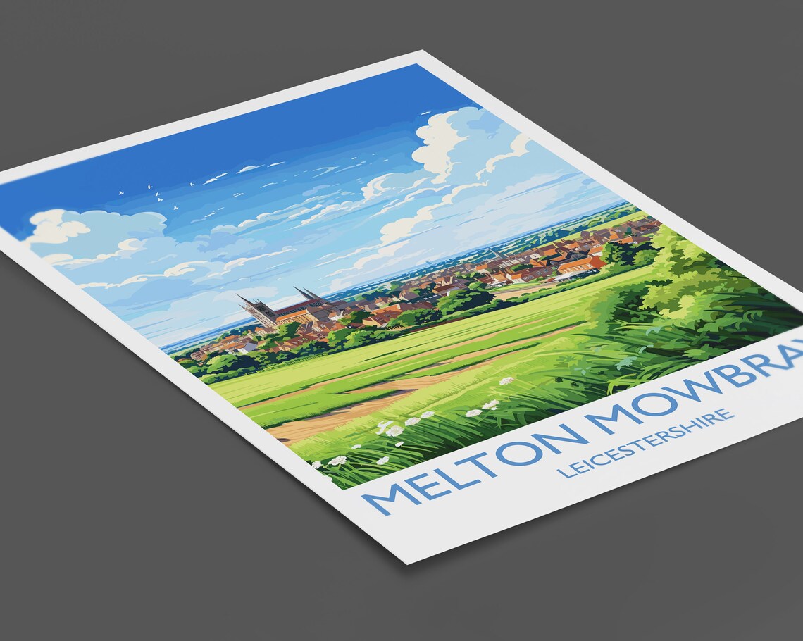 Melton Mowbray Leicestershire Church Spire Town View Travel Poster - Image 2