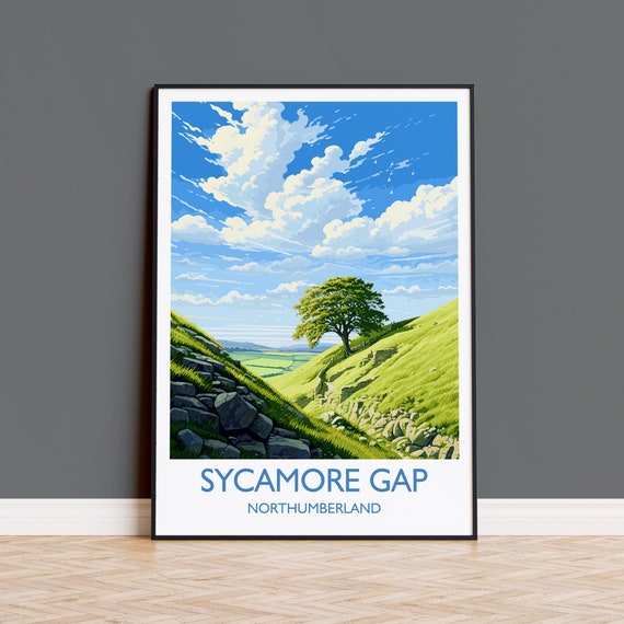 Sycamore Gap Travel Poster, Northumberland England