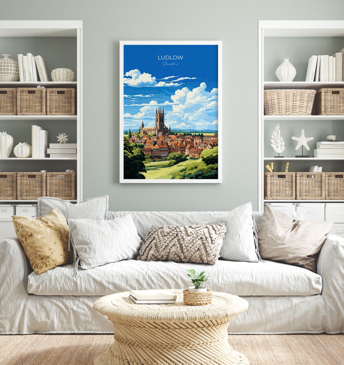 Ludlow Shropshire Colourful Market Town Skyline Travel Poster - Image 4