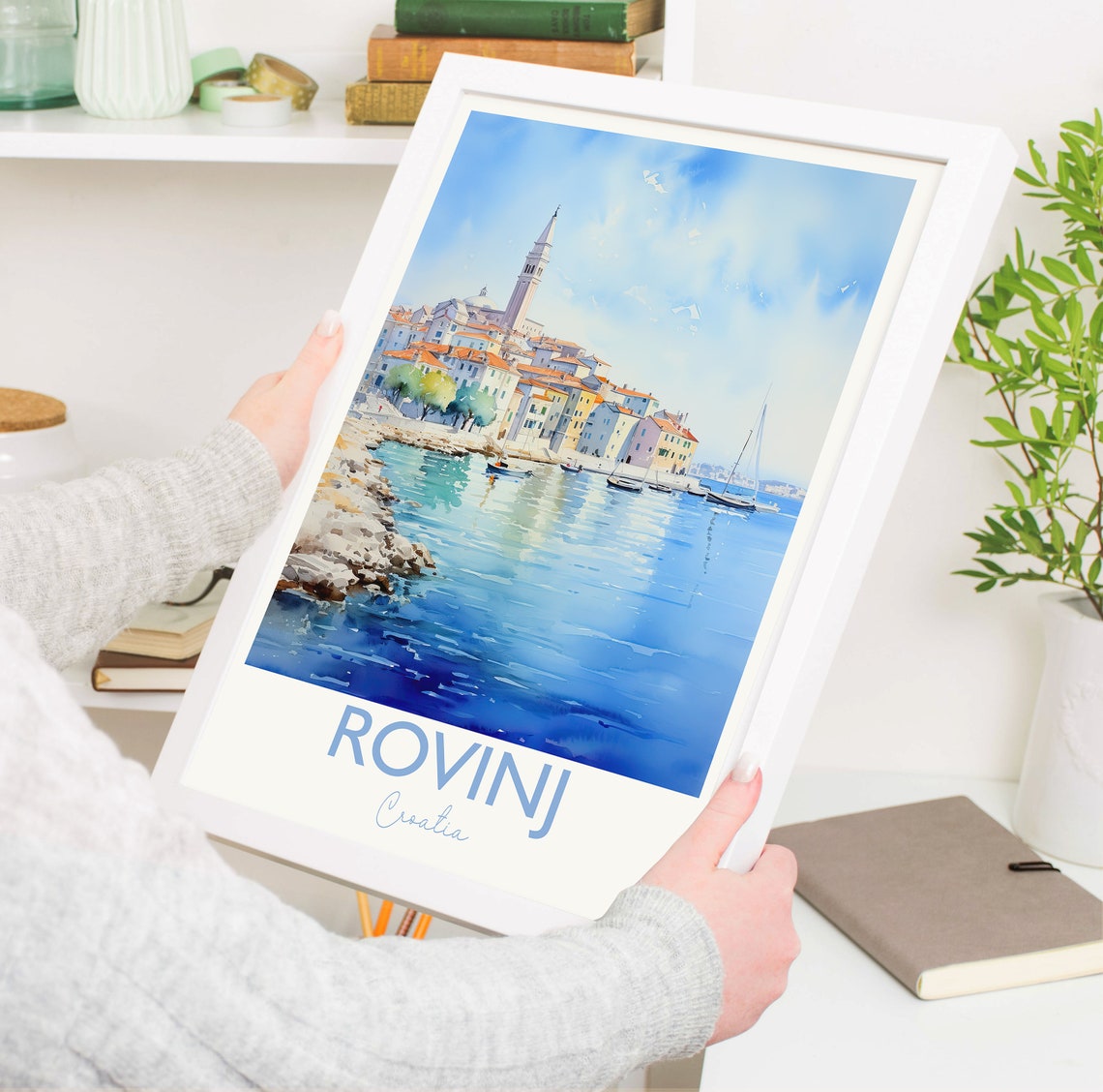 Rovinj Croatia Soft Watercolor Harbor Town Scene Travel Poster - Image 5