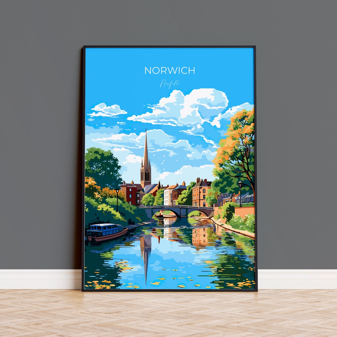 Norwich Travel Print Travel Poster Of Norwich Norfolk England Norfolk Art Norfolk Gift Norwich Gift Wall Art Print