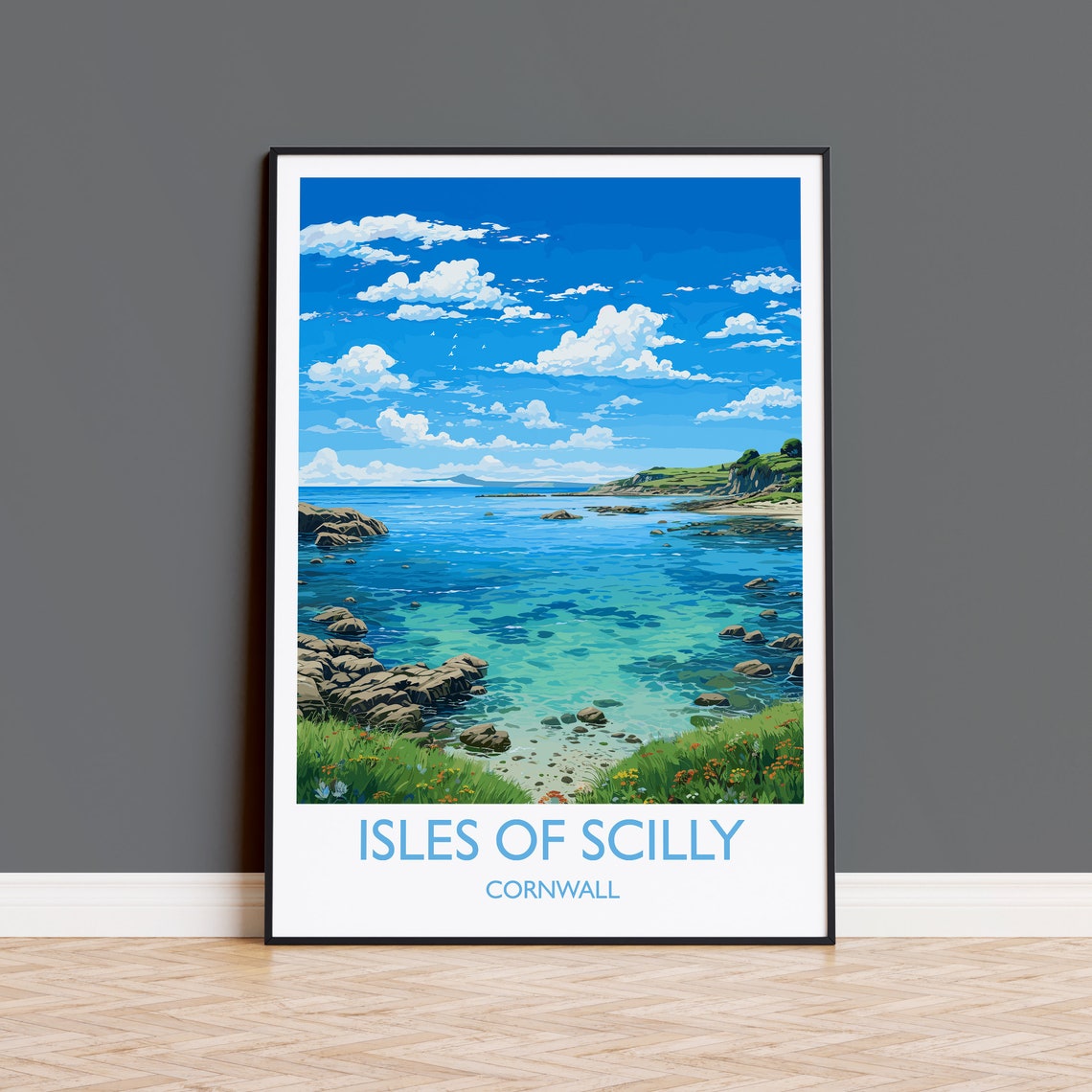 Isles Of Scilly Cornwall Turquoise Rocky Cove Summer Seascape Poster