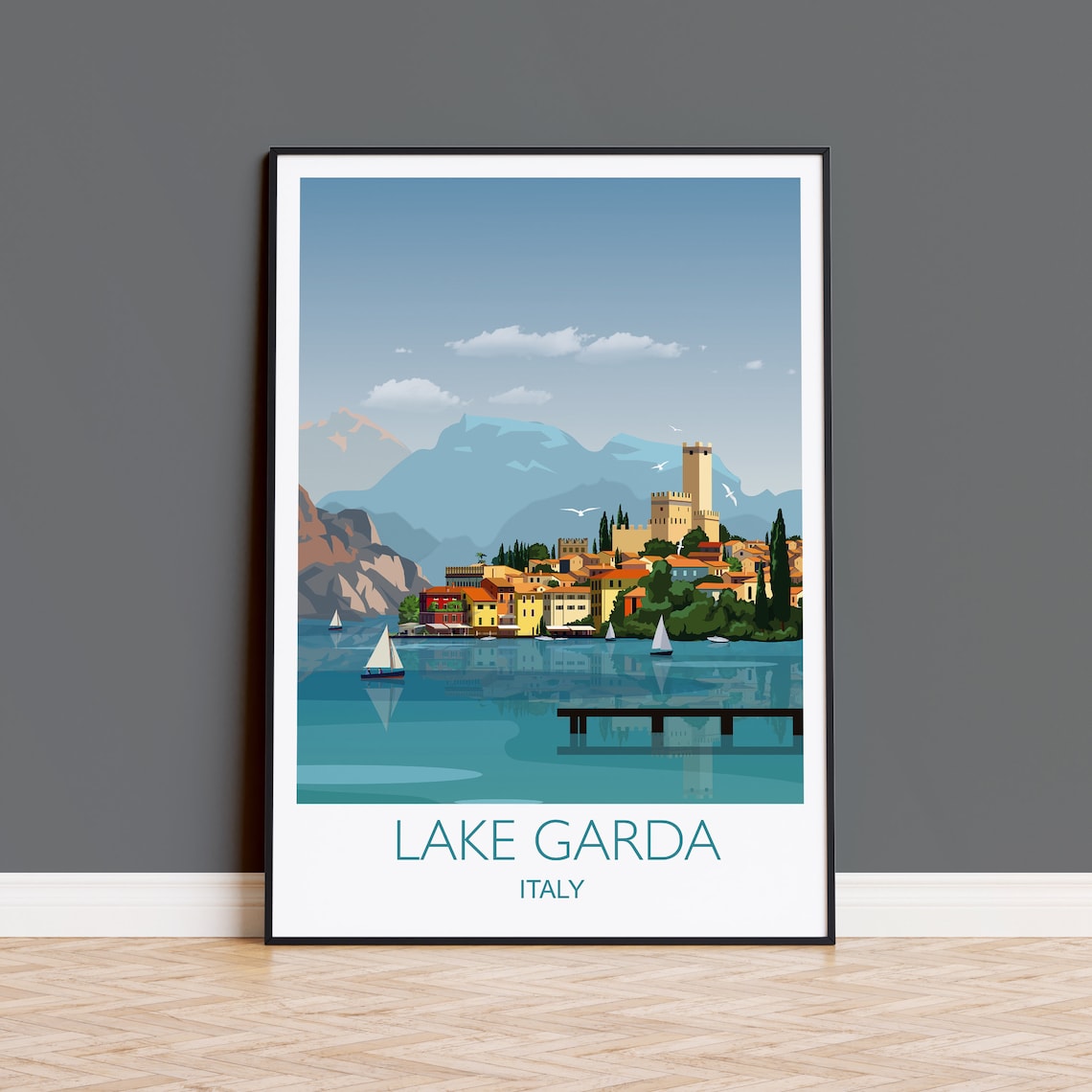 Lake Garda Travel Print Italy Art Gift Poster