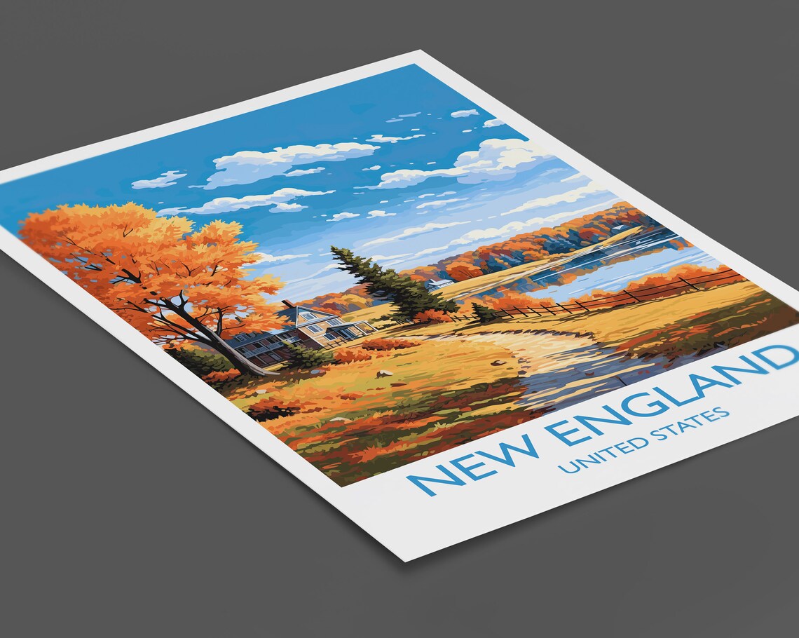 New England Autumn Travel Poster, Fall State Print - Image 2
