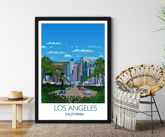Los Angeles California Sunny Skyline Freeway City View Art Poster