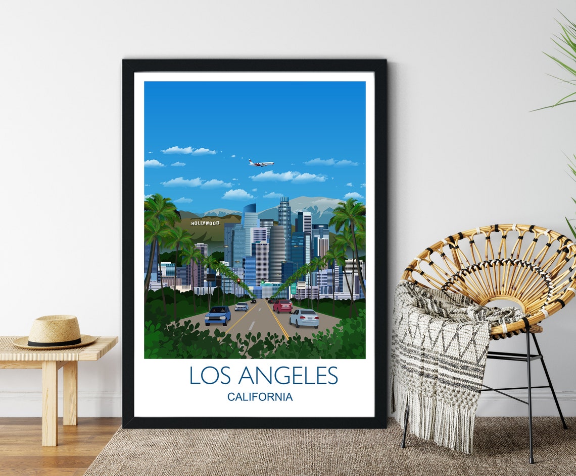 Los Angeles Travel Print Los Angeles Travel Poster City Of Los Angeles California Usa Usa Travel Poster Los Angeles Cityscape