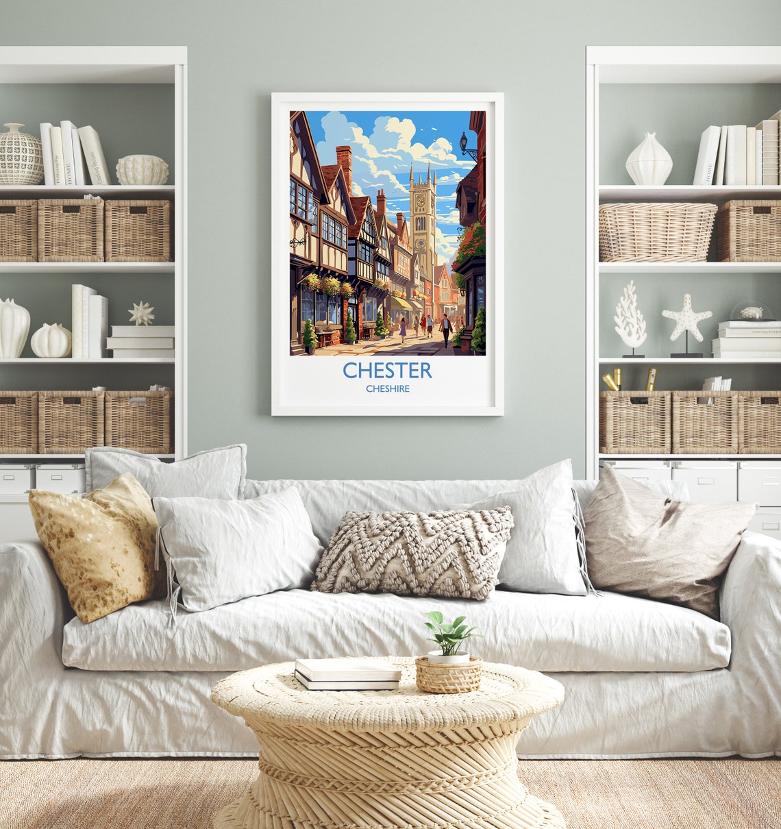 Chester Cheshire Timber Framed Rows Street Scene Travel Poster - Image 4