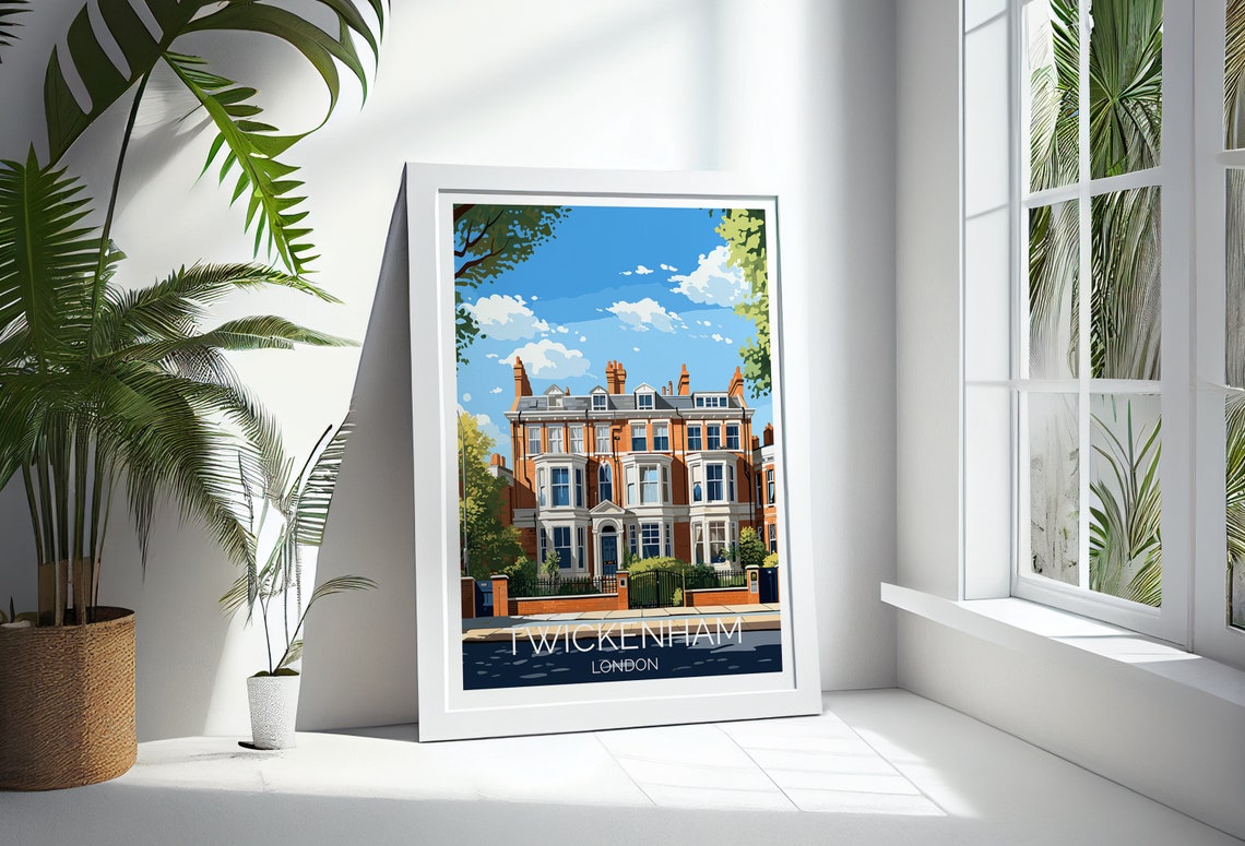 Twickenham London Grand Victorian Villa Sunny Facade Travel Poster - Image 3