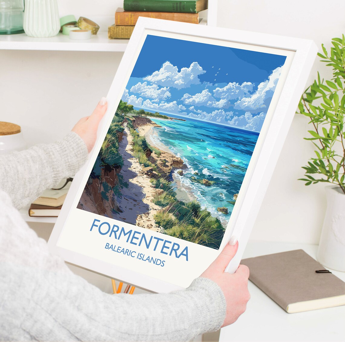 Formentera Balearic Islands Beach Path White Border Travel Poster - Image 3