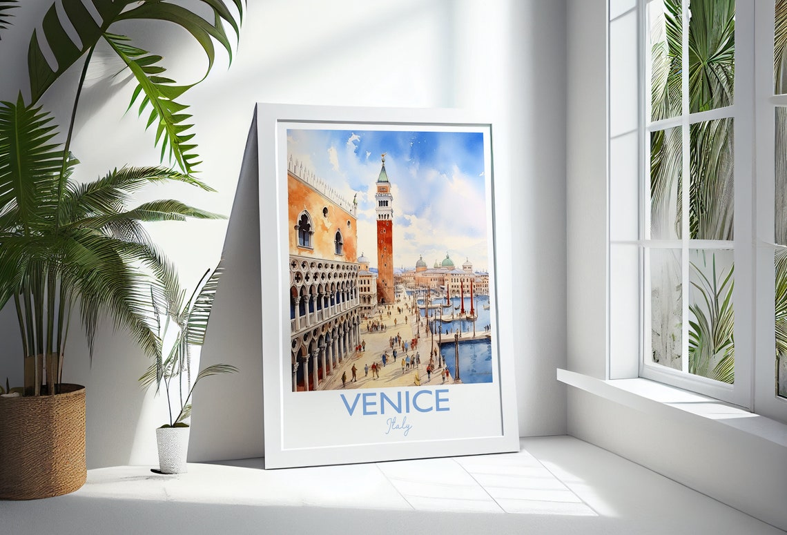 Venice Italy Grand Canal Watercolor St Mark Square Art Poster - Image 3