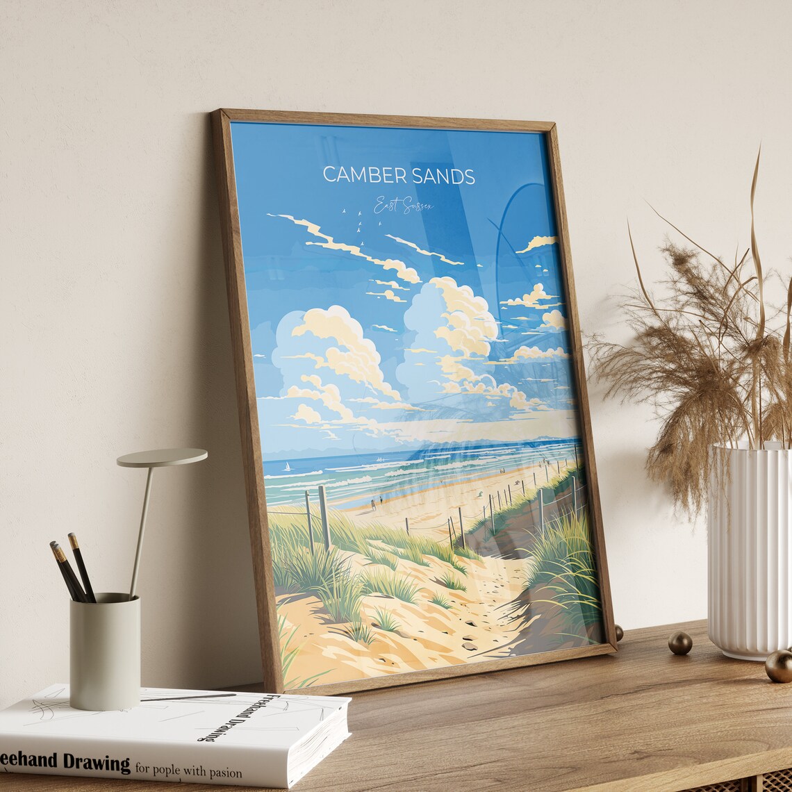 Camber Sands East Sussex Sandy Path Dunes Seaside Travel Print - Image 2