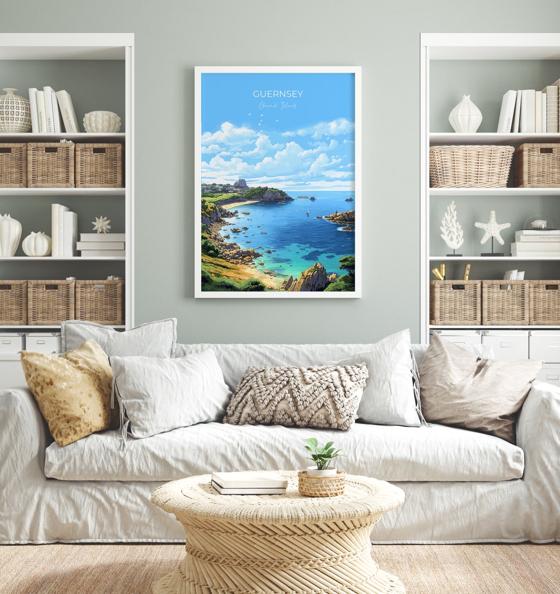 Guernsey Channel Islands Turquoise Cove Cliffs Coastal Travel Poster - Image 4