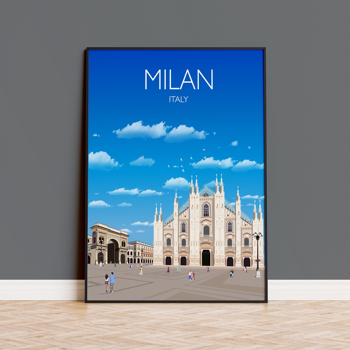 Milan Travel Poster, Italy City Art Print