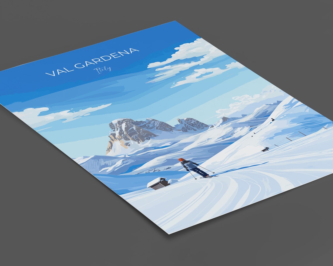 Val Gardena Wall Art Travel Print Travel Poster Of Val Gardena Ski Poster Art Gift Italy Dolomites Ski Art Travel Lovers Gift - Image 2