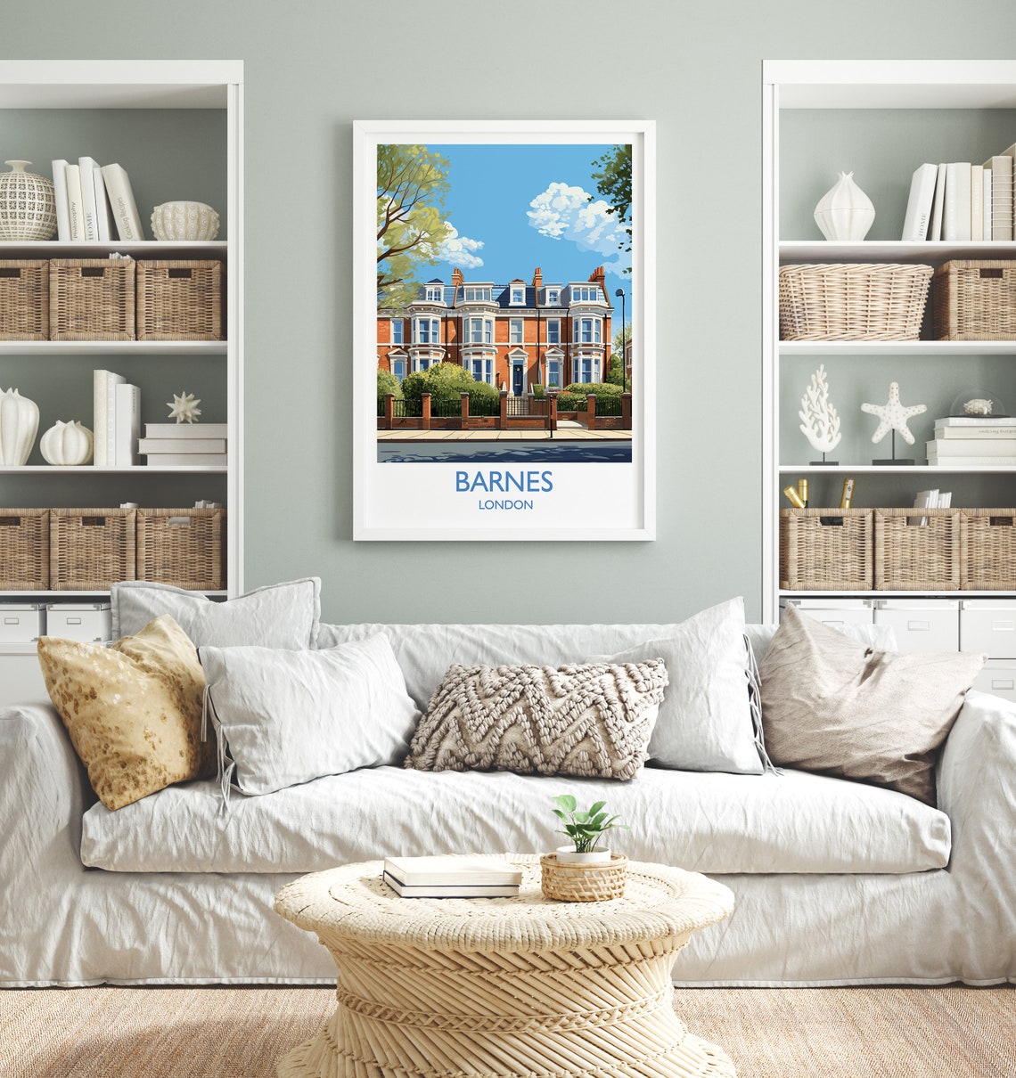 Barnes London Riverside Victorian Villas Travel Poster Wall Decor - Image 4