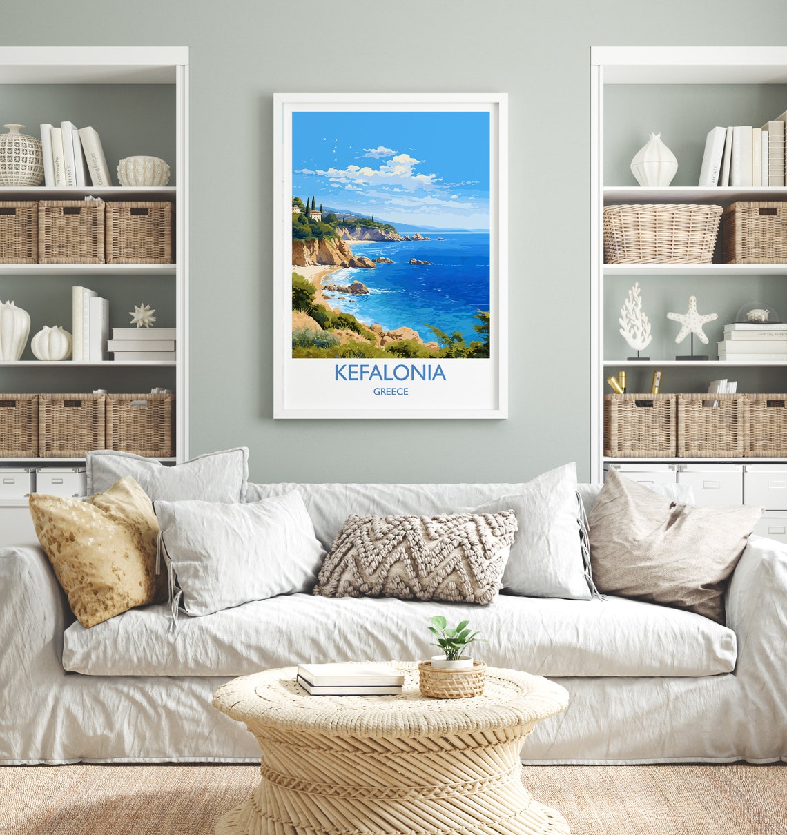 Kefalonia Travel Poster Travel Print Of Kefalonia Greece Kefalonia Art Gift Wall Art Print - Image 4