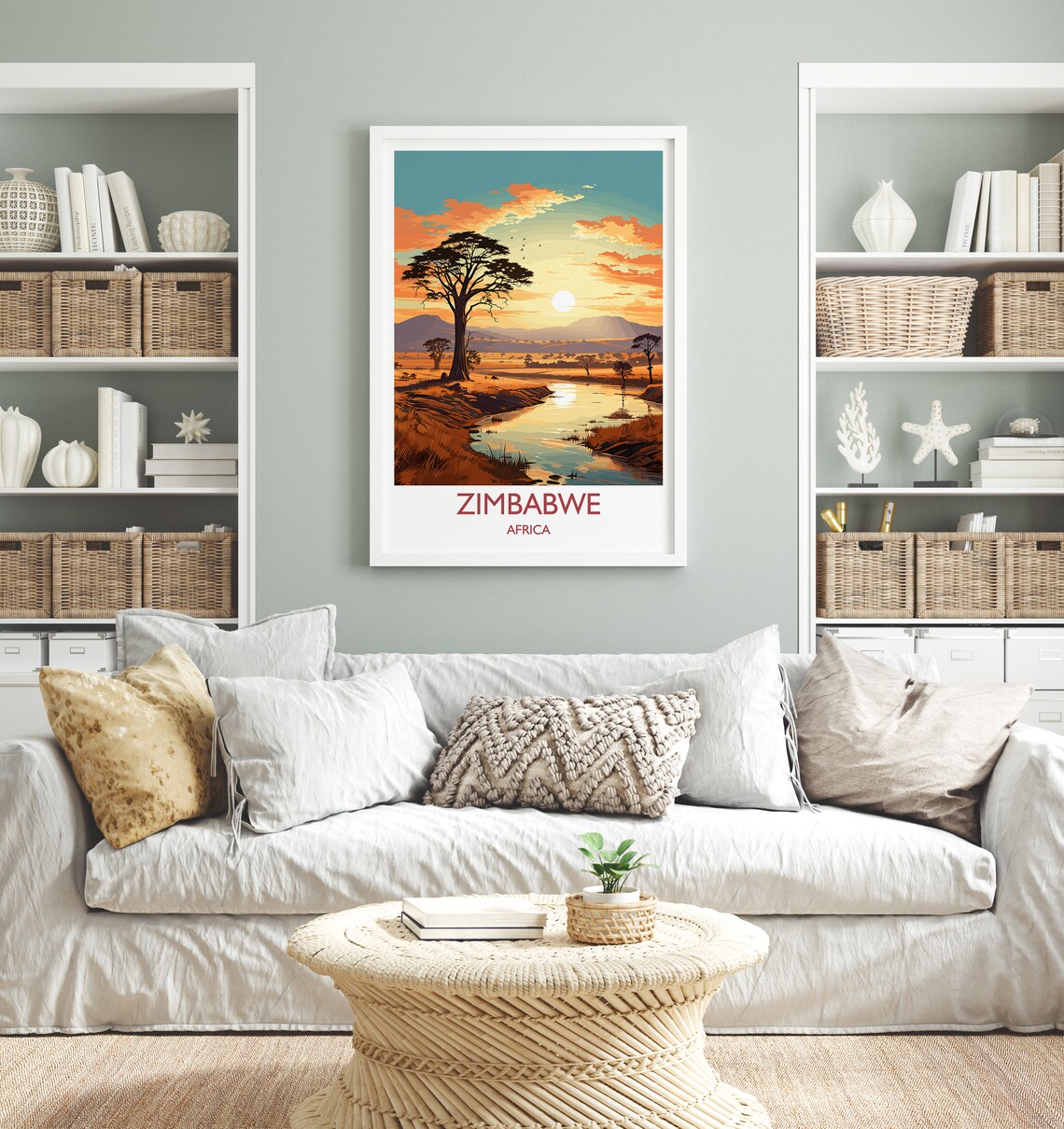 Zimbabwe Travel Poster, Sunset Africa Wall Art - Image 4