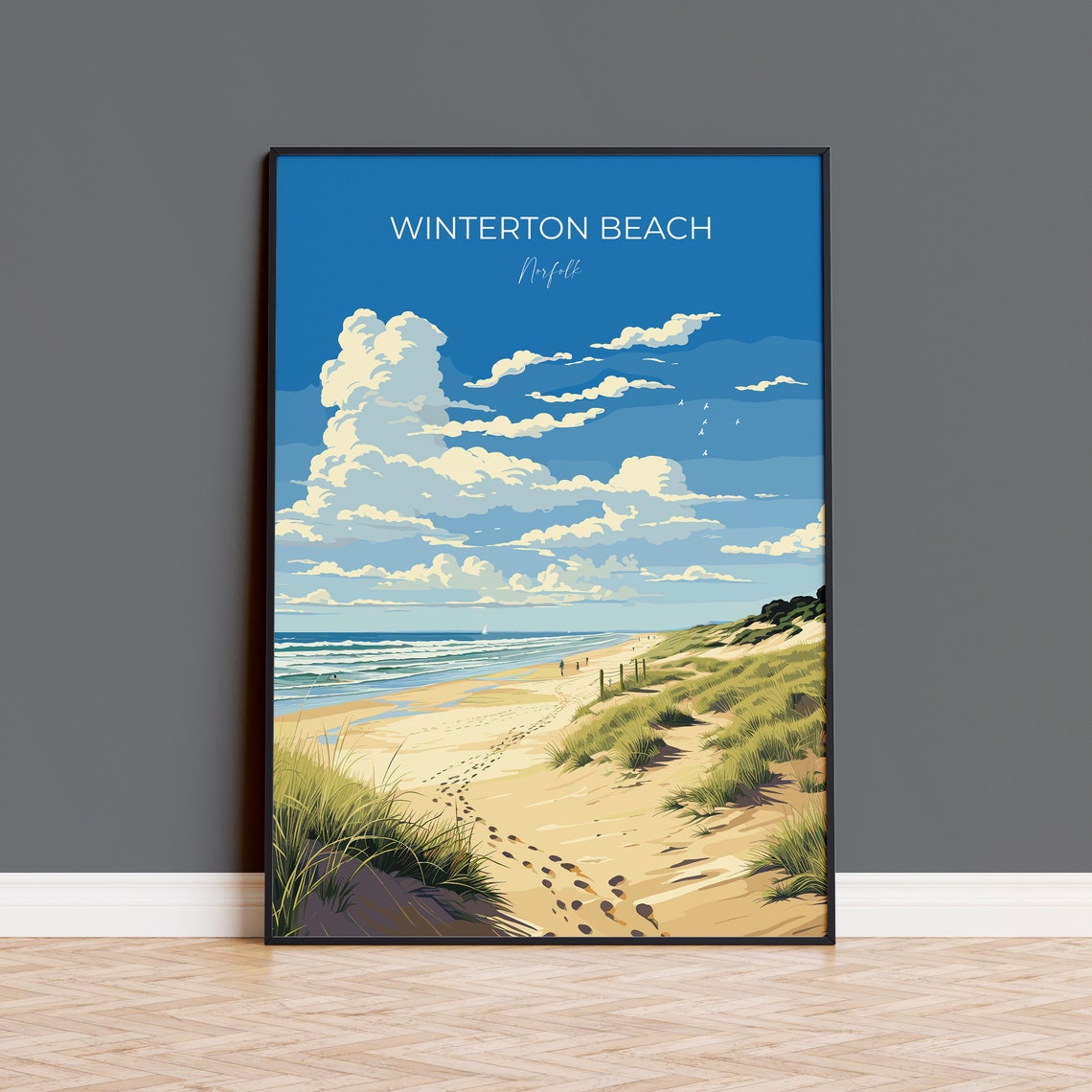 Winterton Beach Norfolk Sandy Dunes Seaside Day Travel Poster