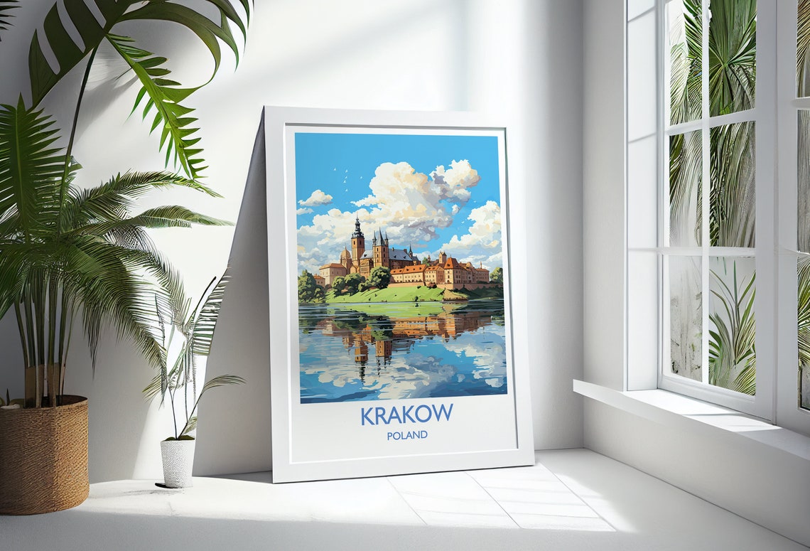 Krakow Travel Print Travel Poster Of Krakow Poland Poster Krakow Art Gift Poland Art Lovers Travel Gift - Image 3