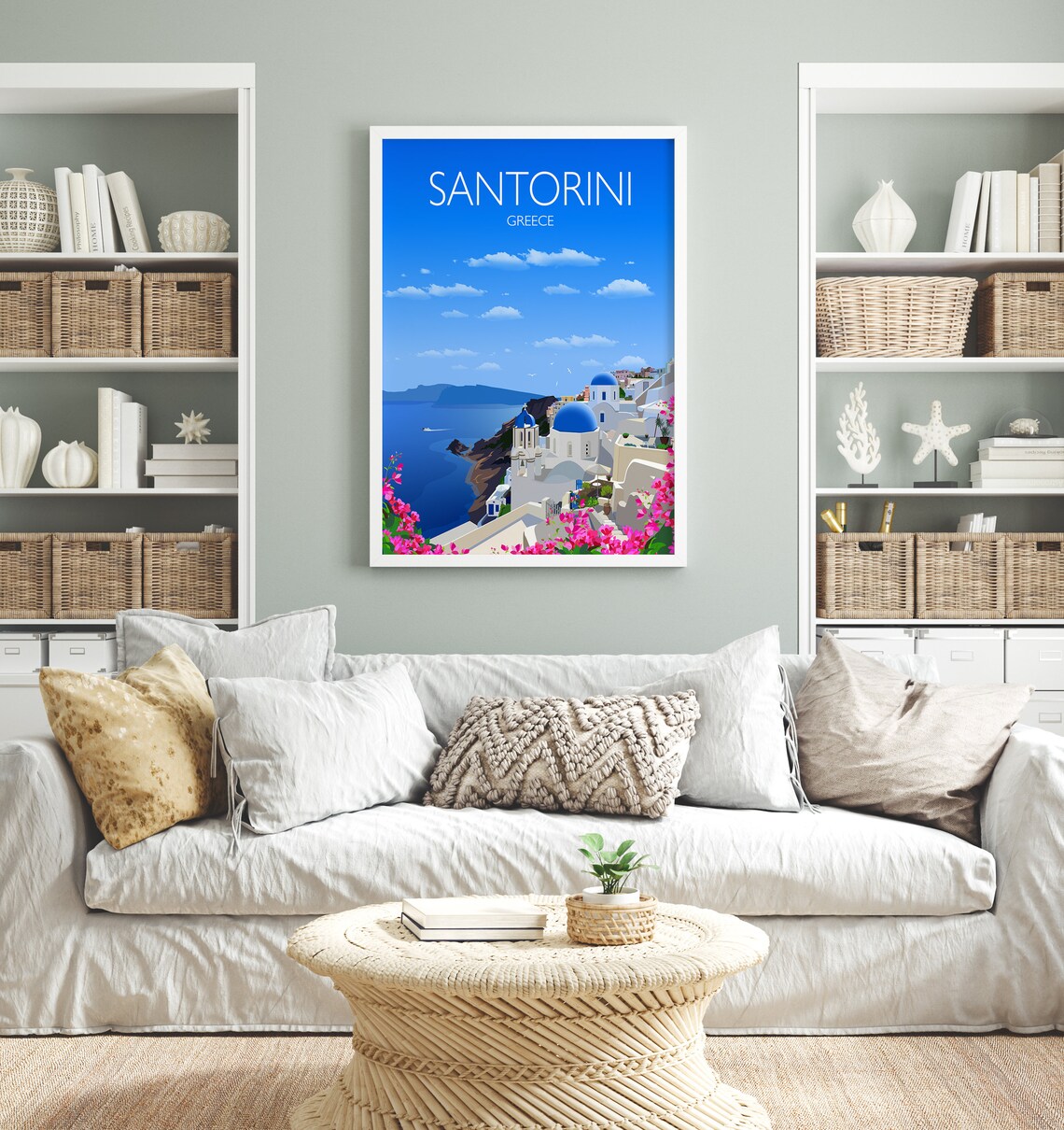Santorini Travel Poster, Greece Travel Print - Image 2