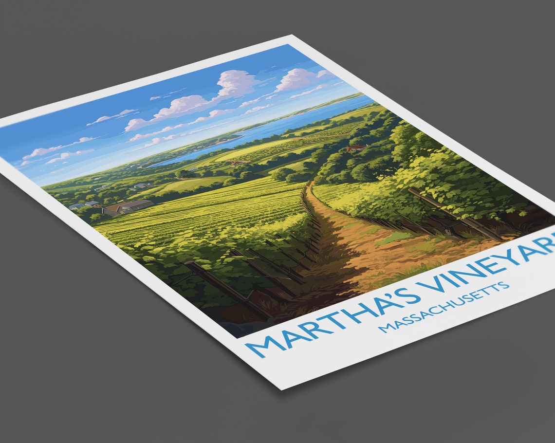 Martha's Vineyard Massachusetts Rolling Vineyards Landscape Poster - Image 2