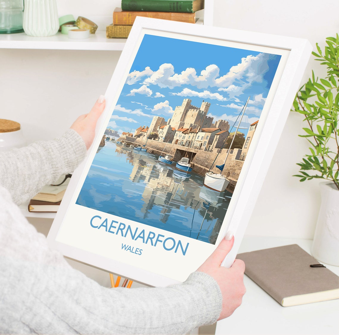 Caernarfon Wales Historic Castle Harbor Sailing Boats Travel Poster - Image 5