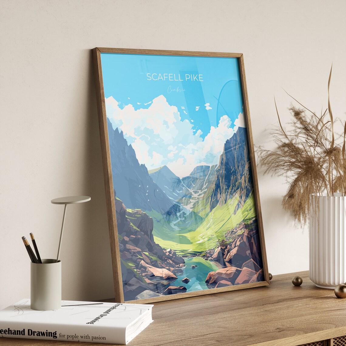 Scafell Pike Travel Poster, England Cumbria Art - Image 2