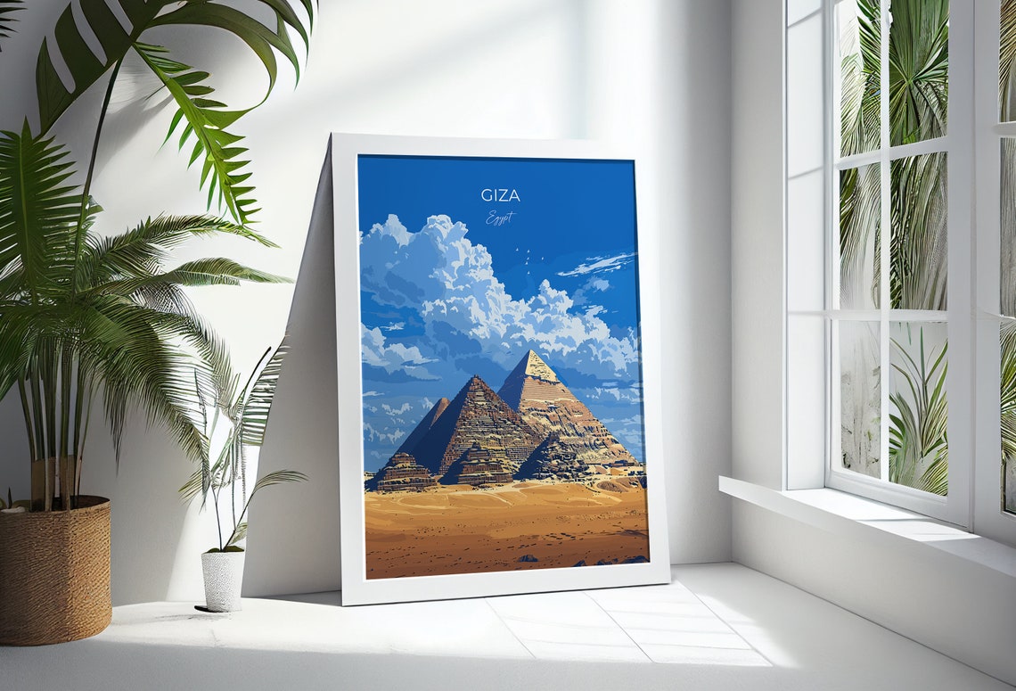 Giza Egypt Pyramids Desert Landmark Vintage Style Travel Poster - Image 3