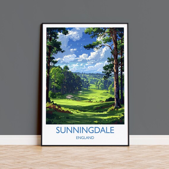 Sunningdale Travel Print Travel Poster Of Sunningdale Golf Course Sunningdale Art Lovers Gift Berkshire Birthday Gift