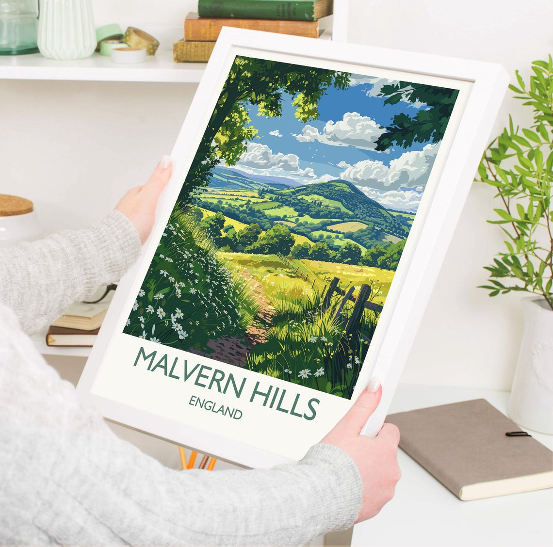 Malvern Hills Meadow Path Wildflowers Poster With White Border - Image 3