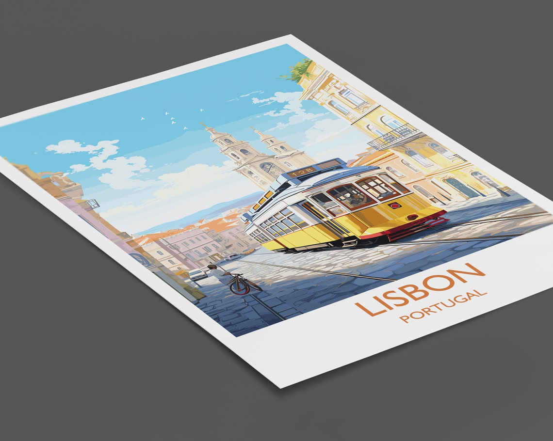 Lisbon Print Travel Wall Art Travel Poster Of Lisbon Lisbon Art Print Portugal Wall Print Lisbon Gift Lisbon Tram Artwork - Image 2