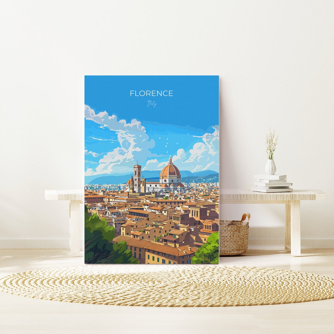 Florence Italy Duomo Red Dome Rooftops Skyline Travel Poster - Image 2