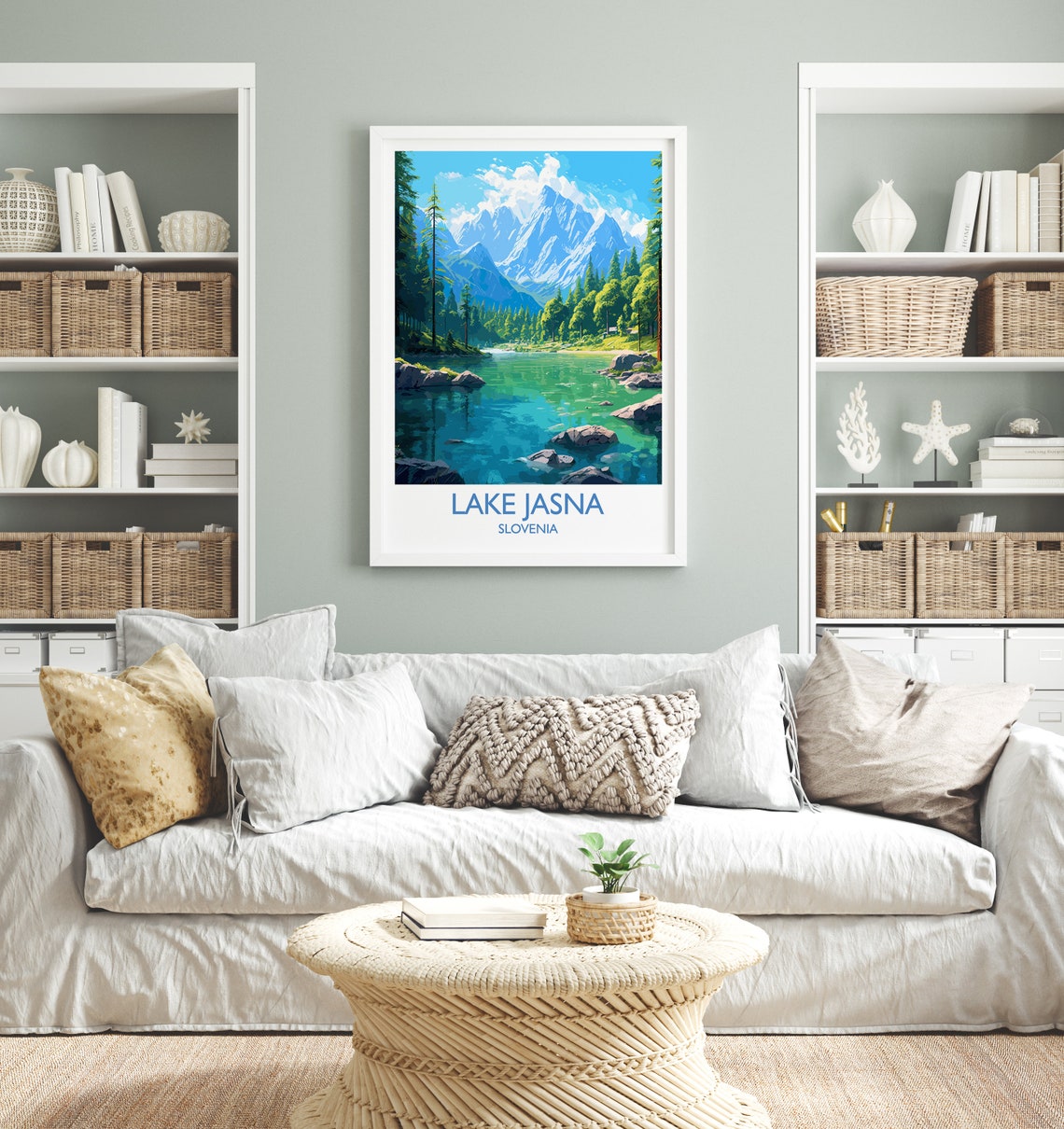Lake Jasna Travel Poster Travel Print Of Lake Jasna Slovenia Slovenia Art Lake Jasna Gift Wall Art Print - Image 4