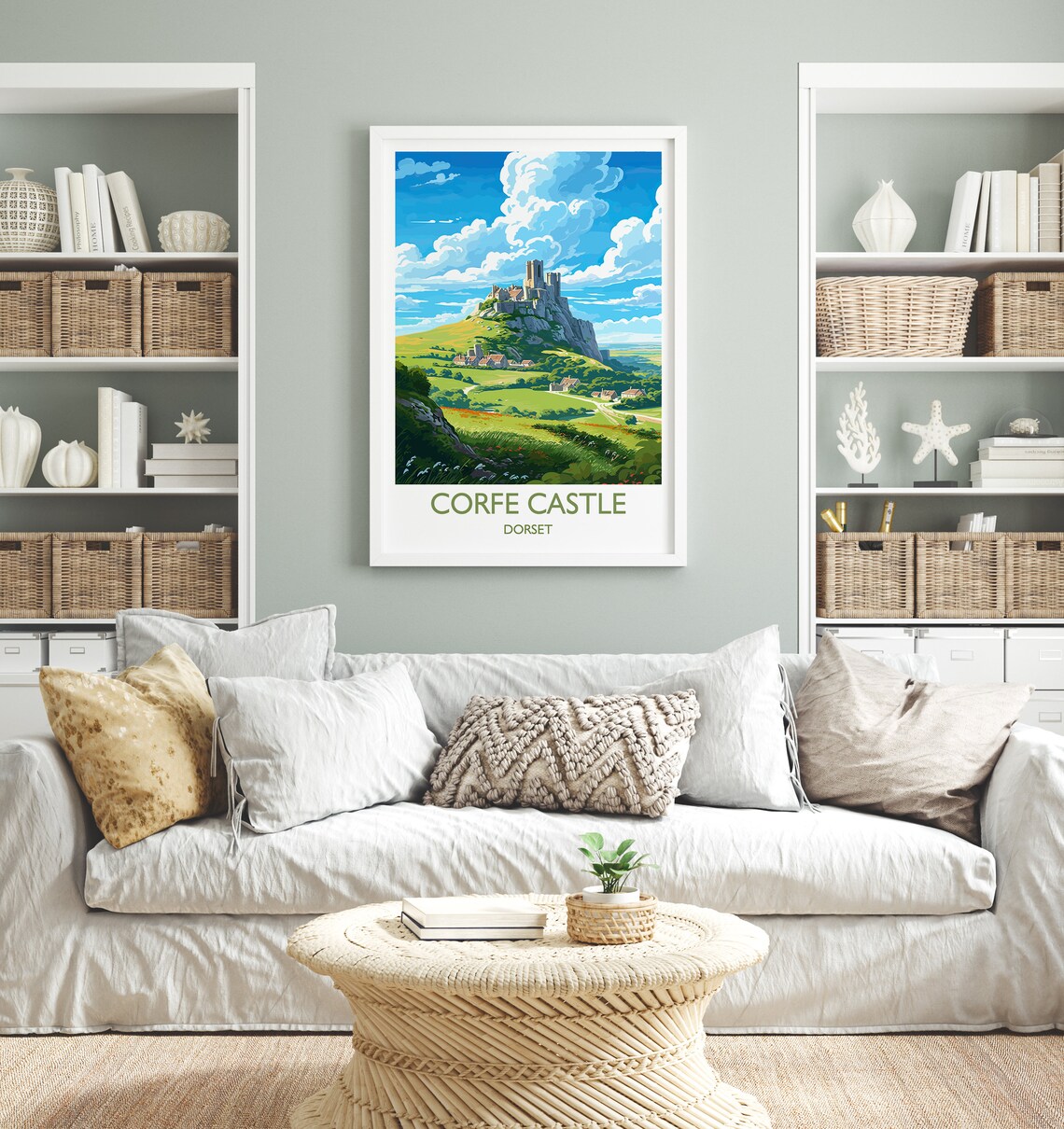 Corfe Castle Travel Poster, Dorset England - Image 4